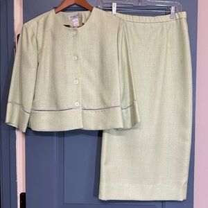 Vintage Henry Lee Petites Green Skirt Suit | 2-Piece | Made in USA | 8P
